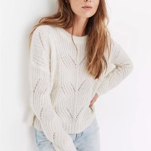 Madewell Charley Pullover Sweater, Size Medium, cozy sweater, off-white color